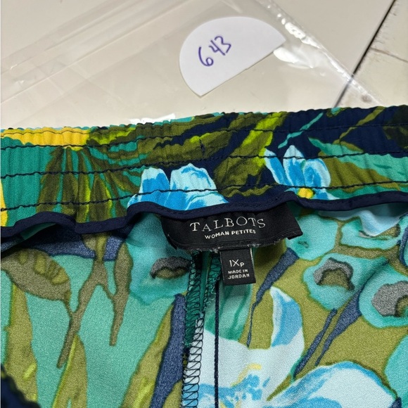 Talbots Pants Womens Size 1X Blue Green Floral Drawstring Waist Pull On Tropical - Picture 7 of 8